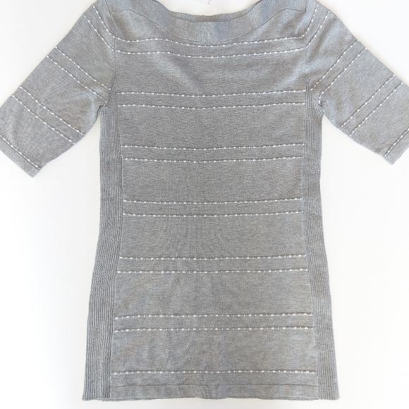 Hanna Gray & White Boatneck short sleeved Top, Size S, NWT - Picture 2 of 6